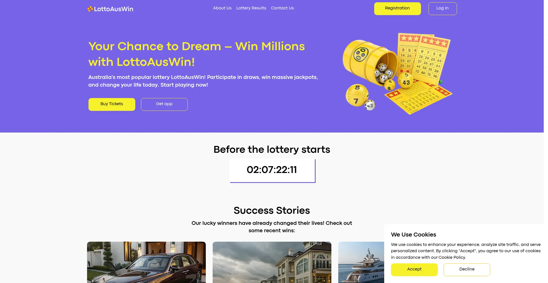 Website screenshot of Lottoauswin.com