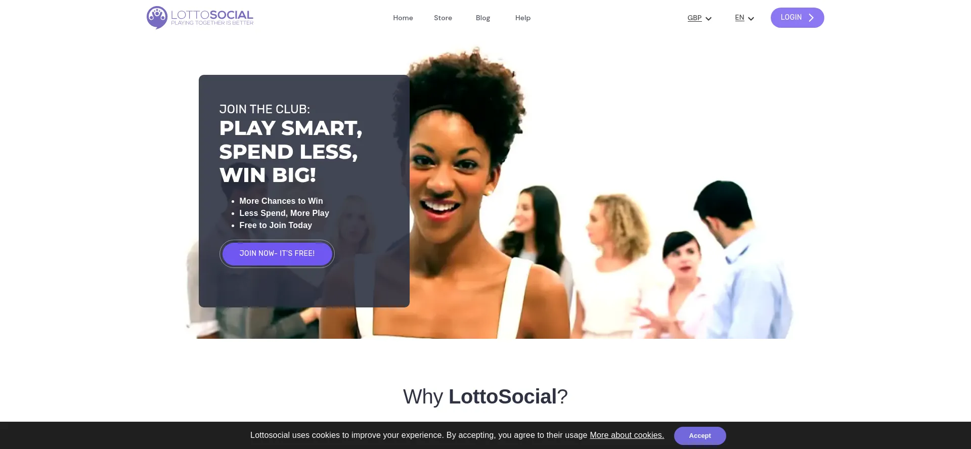 Website screenshot of Lottosocial.com