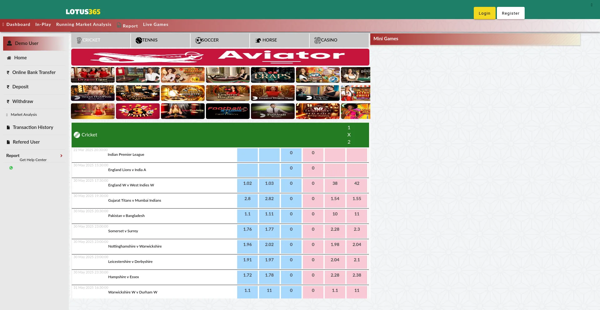Website screenshot of Lotus365book.pro