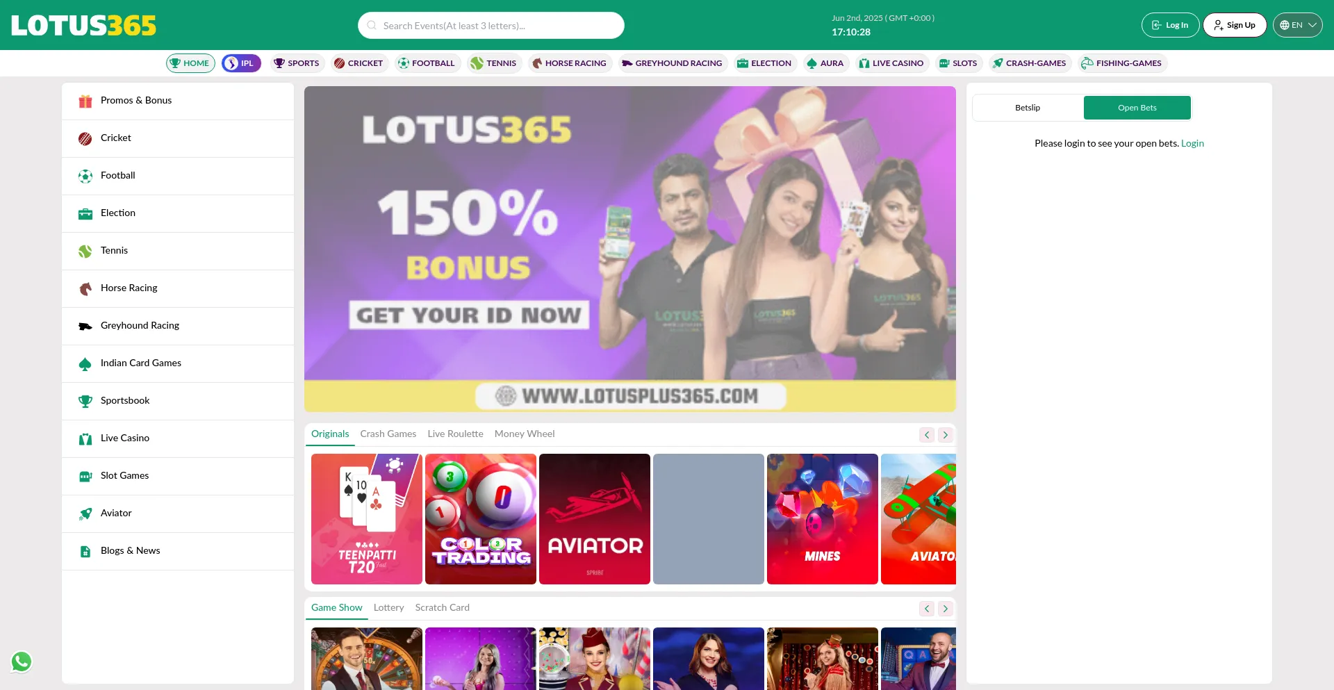 Website screenshot of Lotusplus365.com