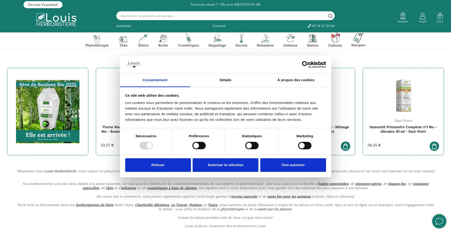 Website screenshot of Louis-herboristerie.com