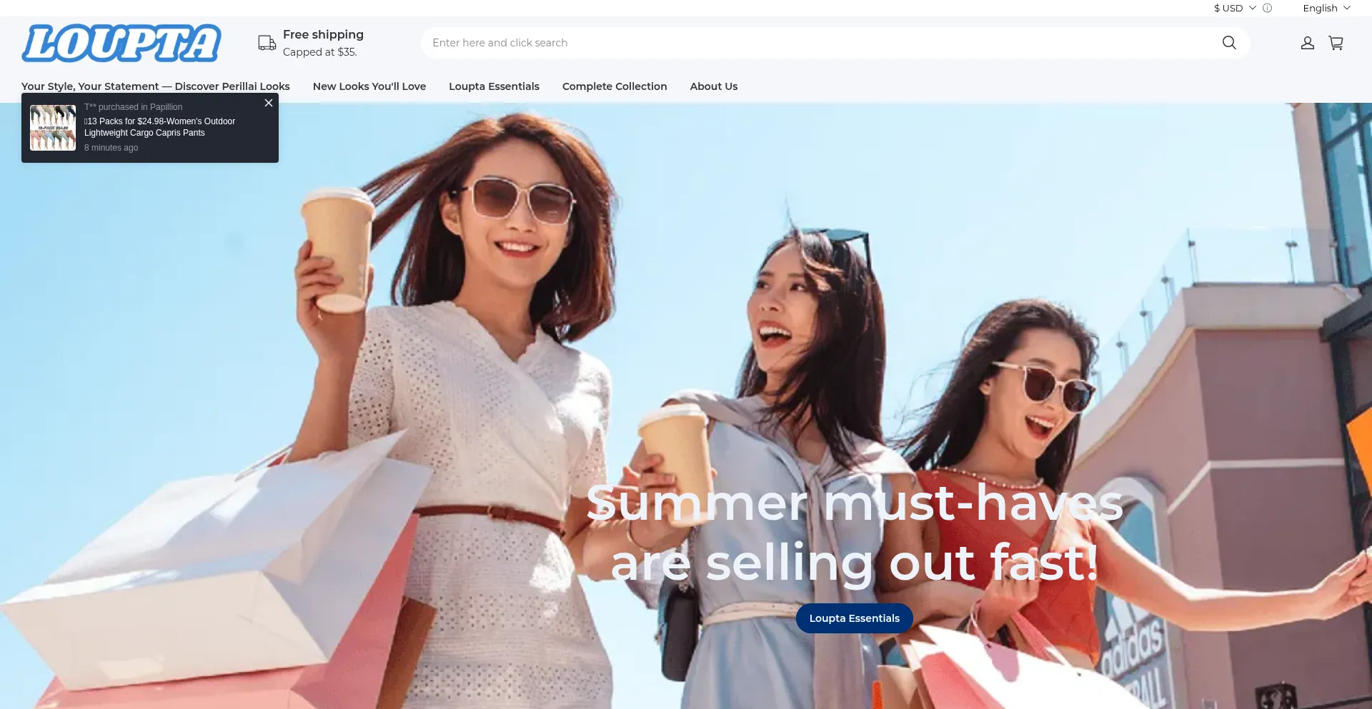 Website screenshot of Loupta.shop