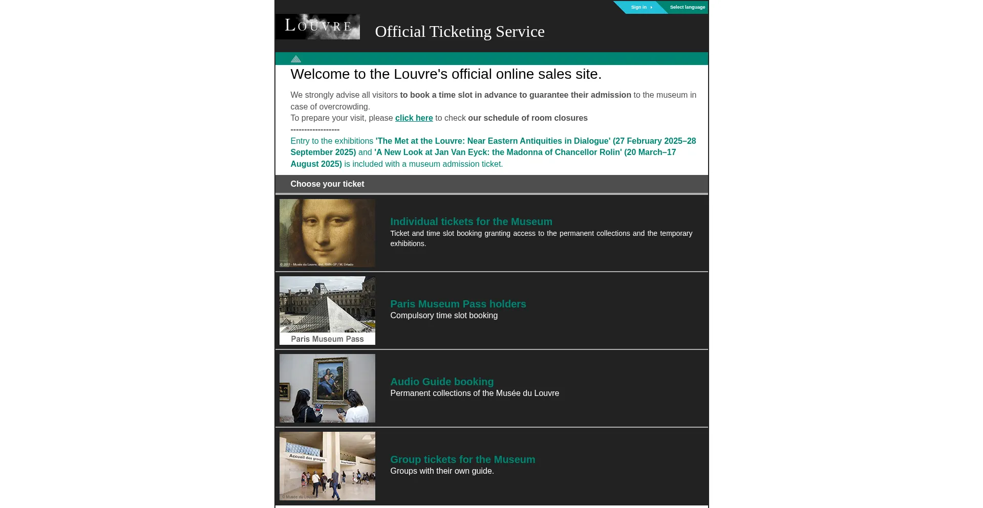 Louvre-live.com Screenshot