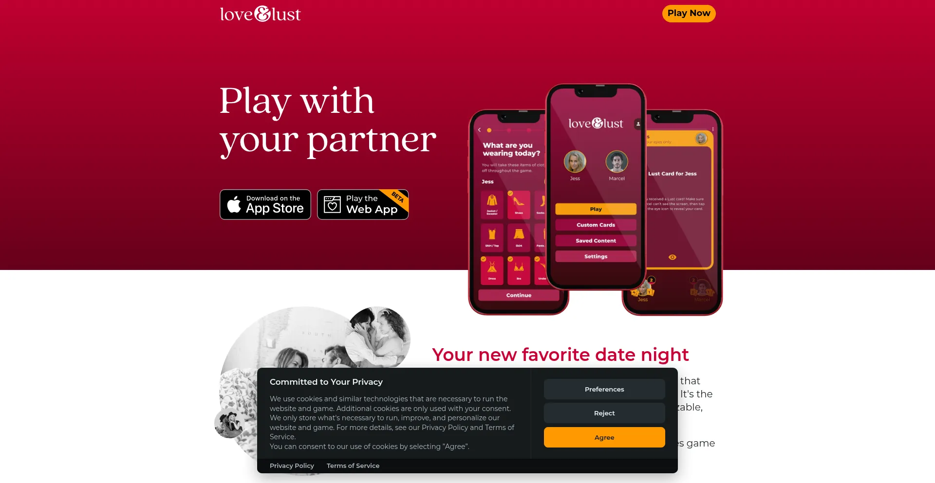Website screenshot of Loveandlustgame.com