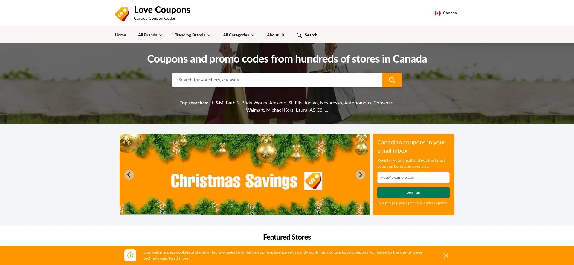 Website screenshot of Lovecoupons.ca