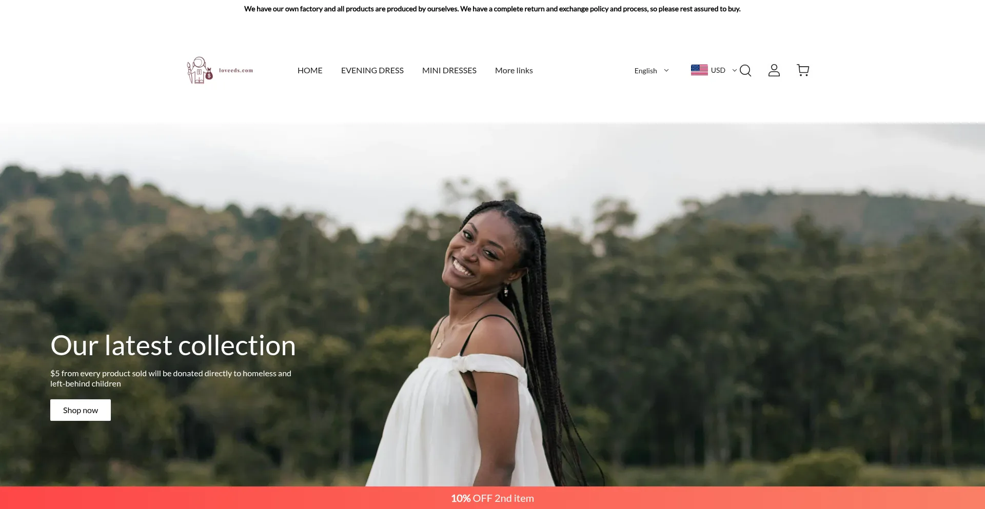 Website screenshot of Loveeds.com