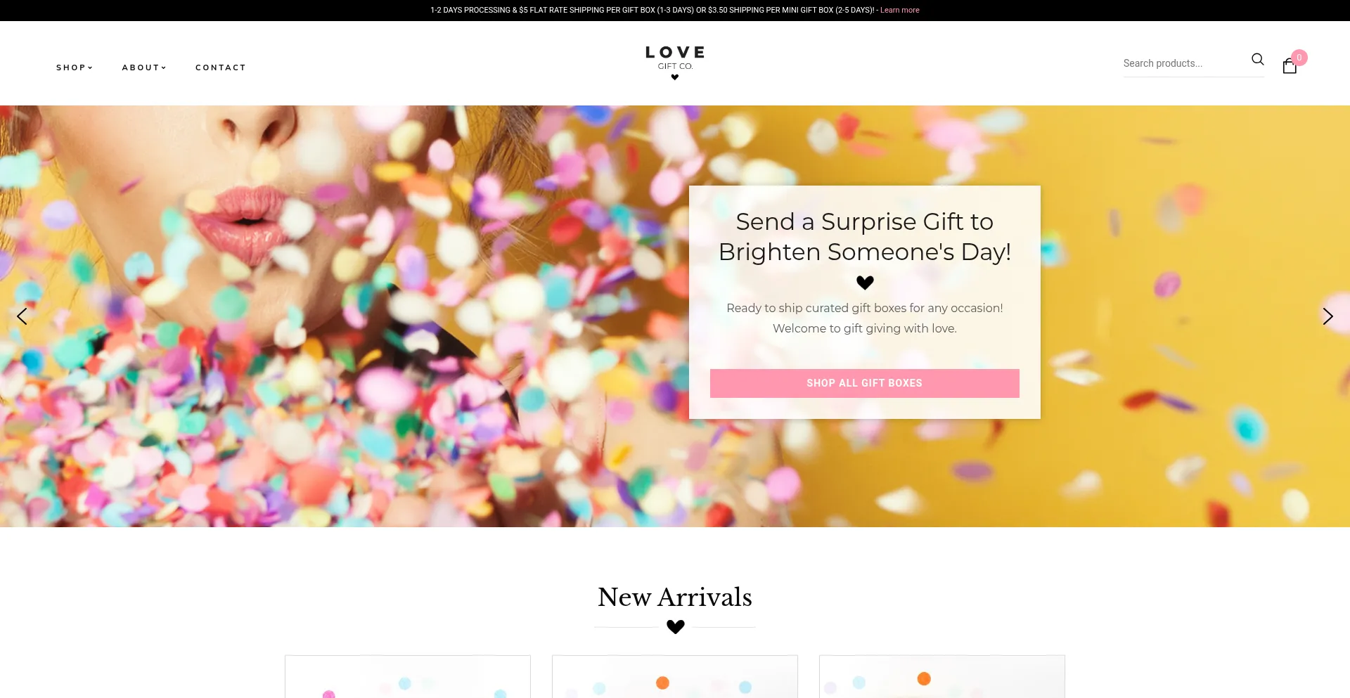 Website screenshot of Lovegiftco.com