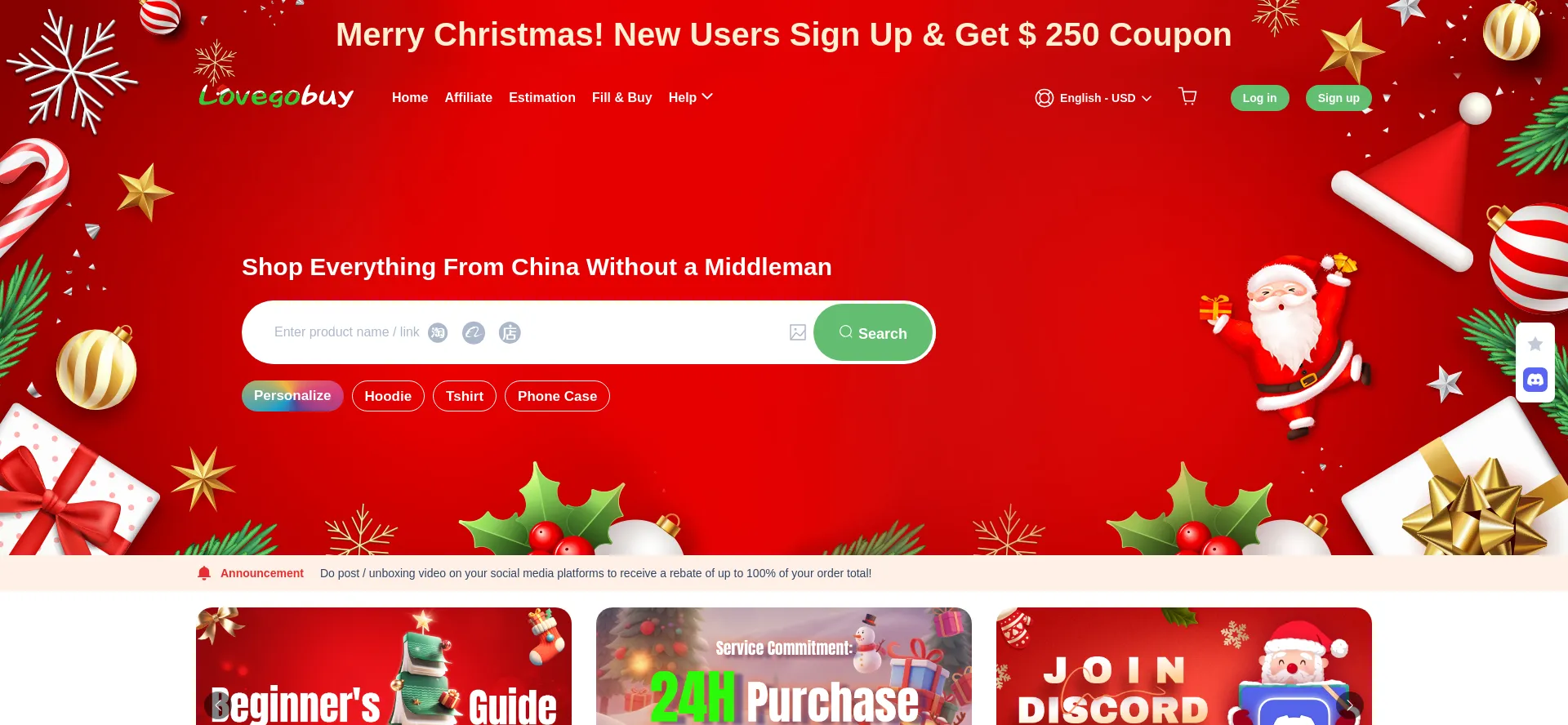 Website screenshot of Lovegobuy.com