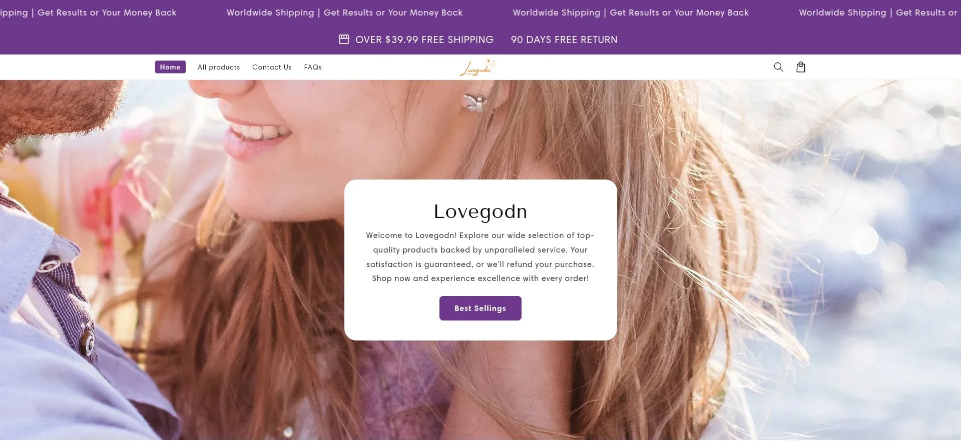 Website screenshot of Lovegodn.com