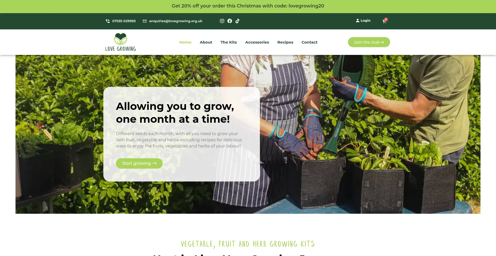 Website screenshot of Lovegrowing.org.uk