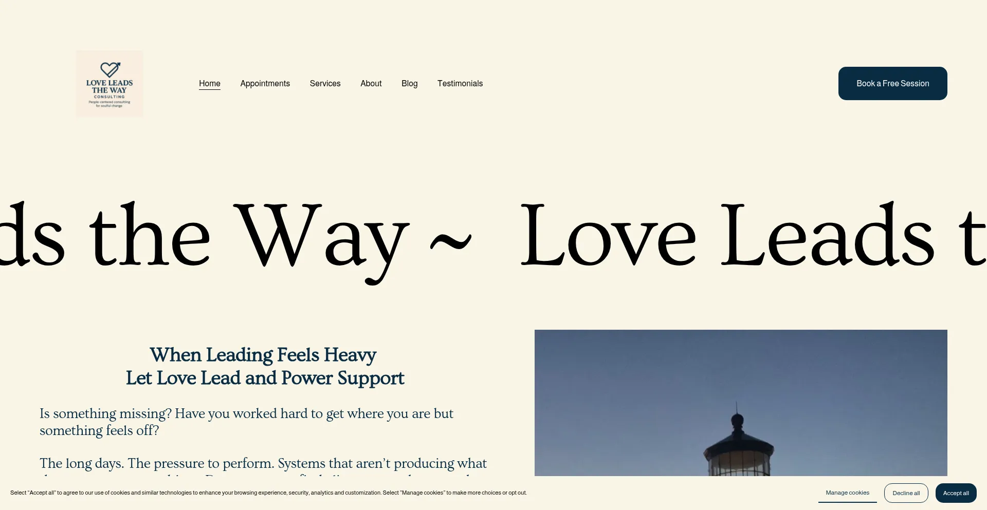 Website screenshot of Loveleadstheway.com