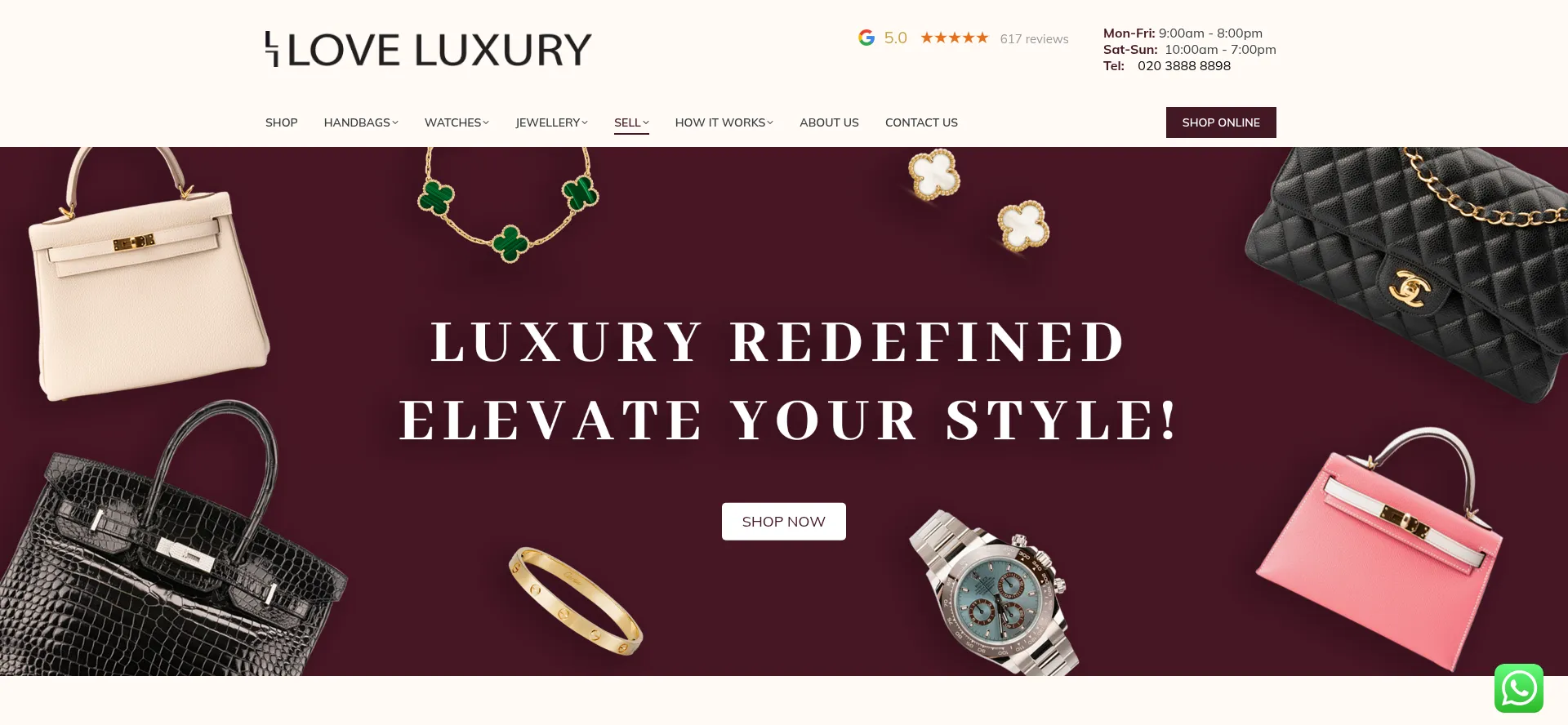 Website screenshot of Loveluxury.co.uk
