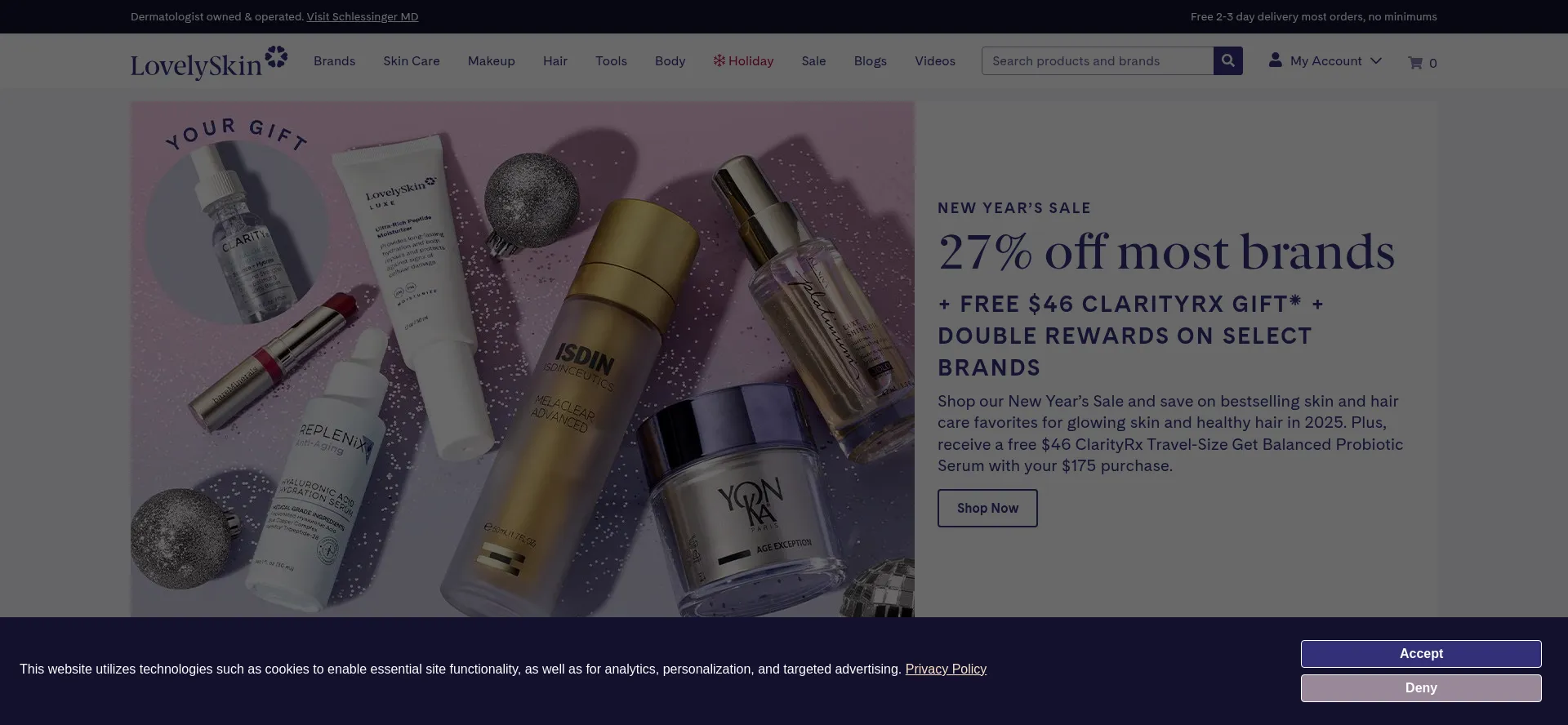 Website screenshot of Lovelyskin.com