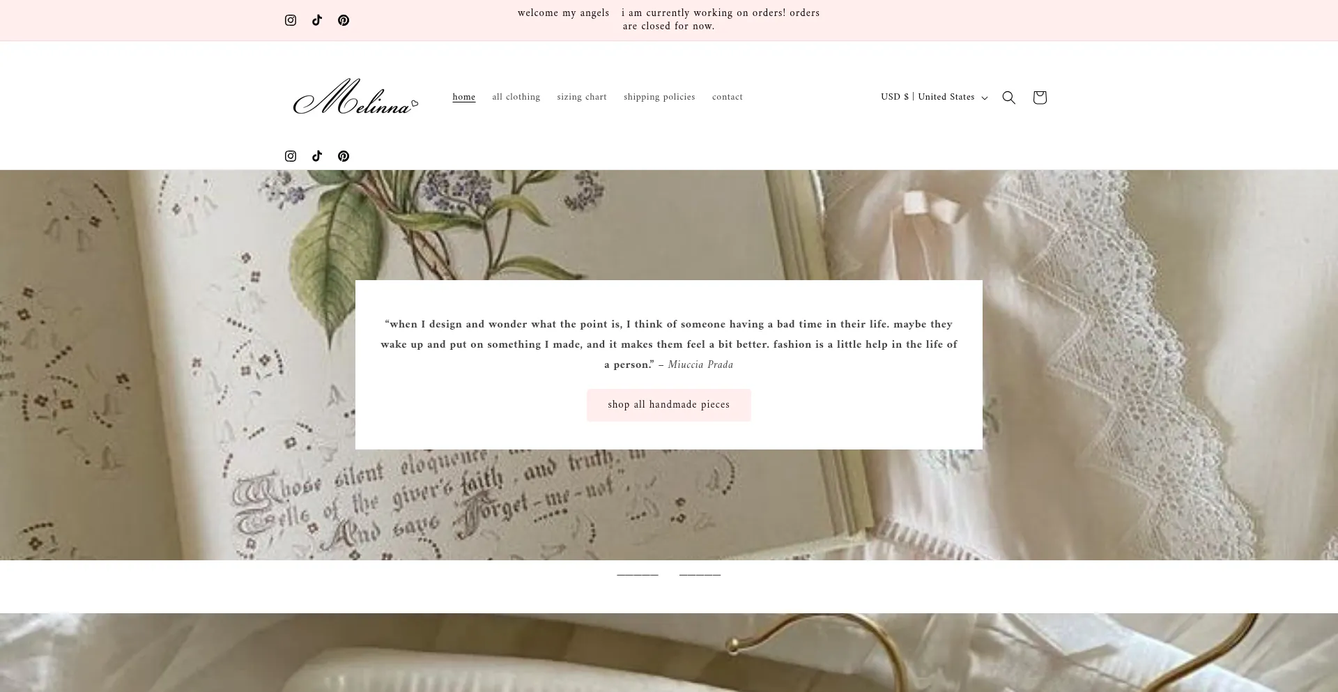 Website screenshot of Lovemelinna.com