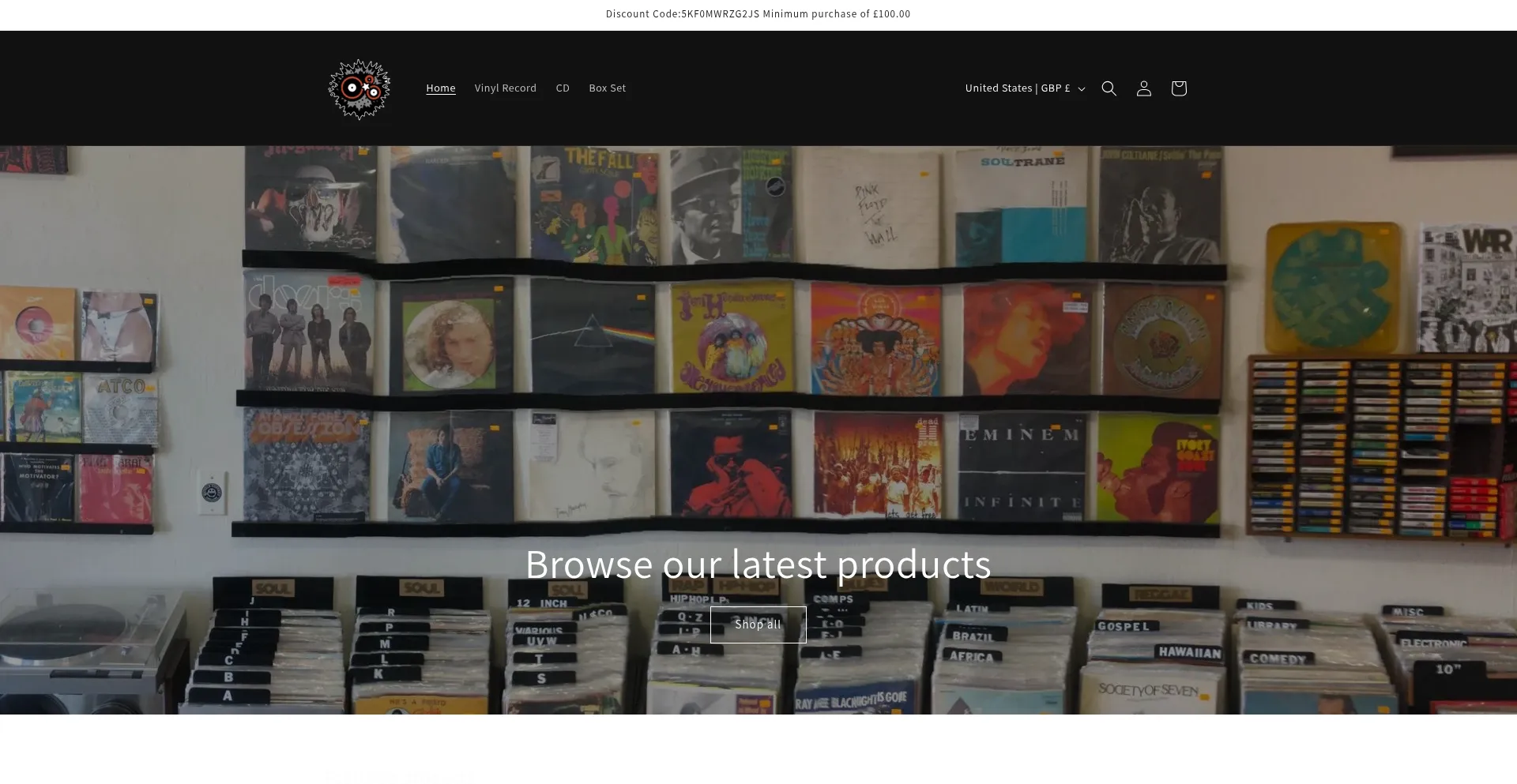 Website screenshot of Lovethevinyl.com