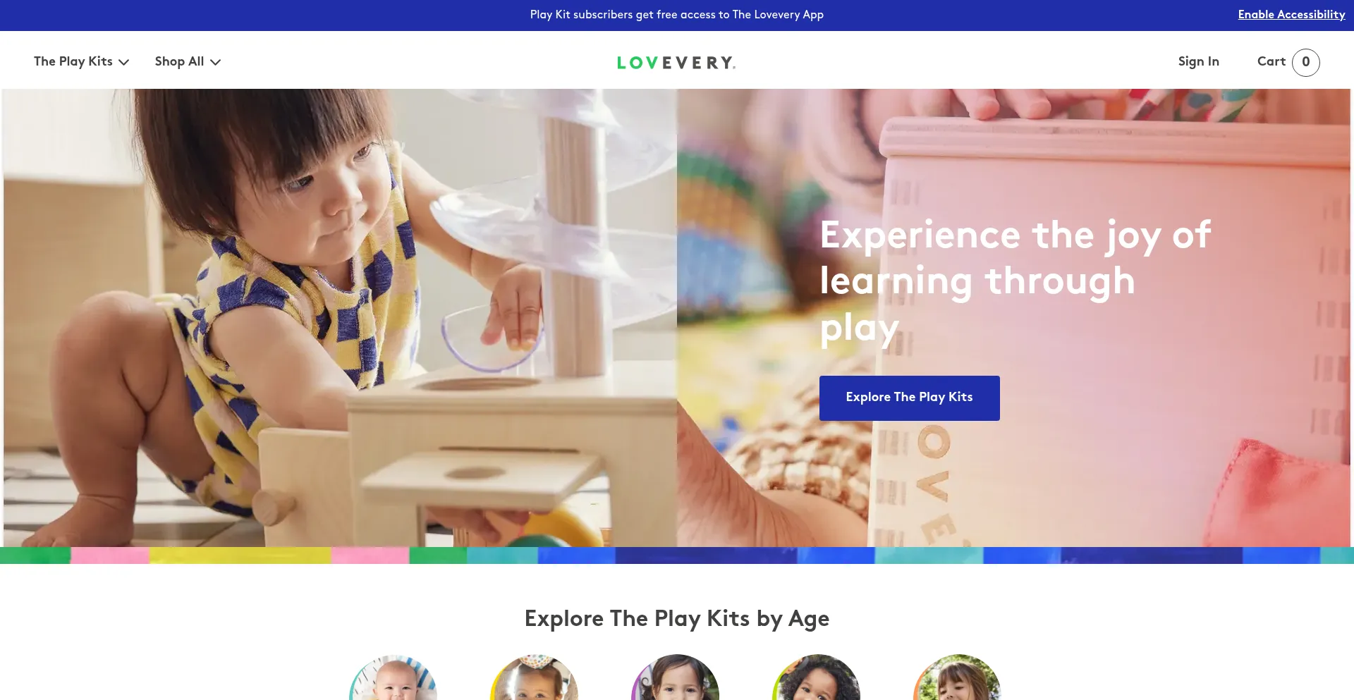 Website screenshot of Lovevery.com