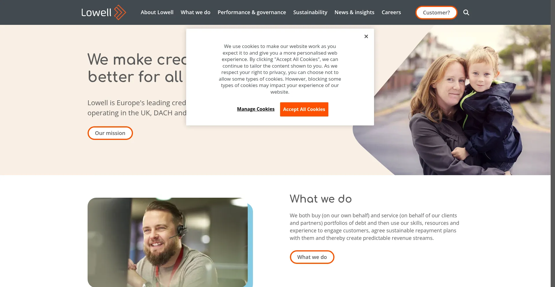 Website screenshot of Lowell.com