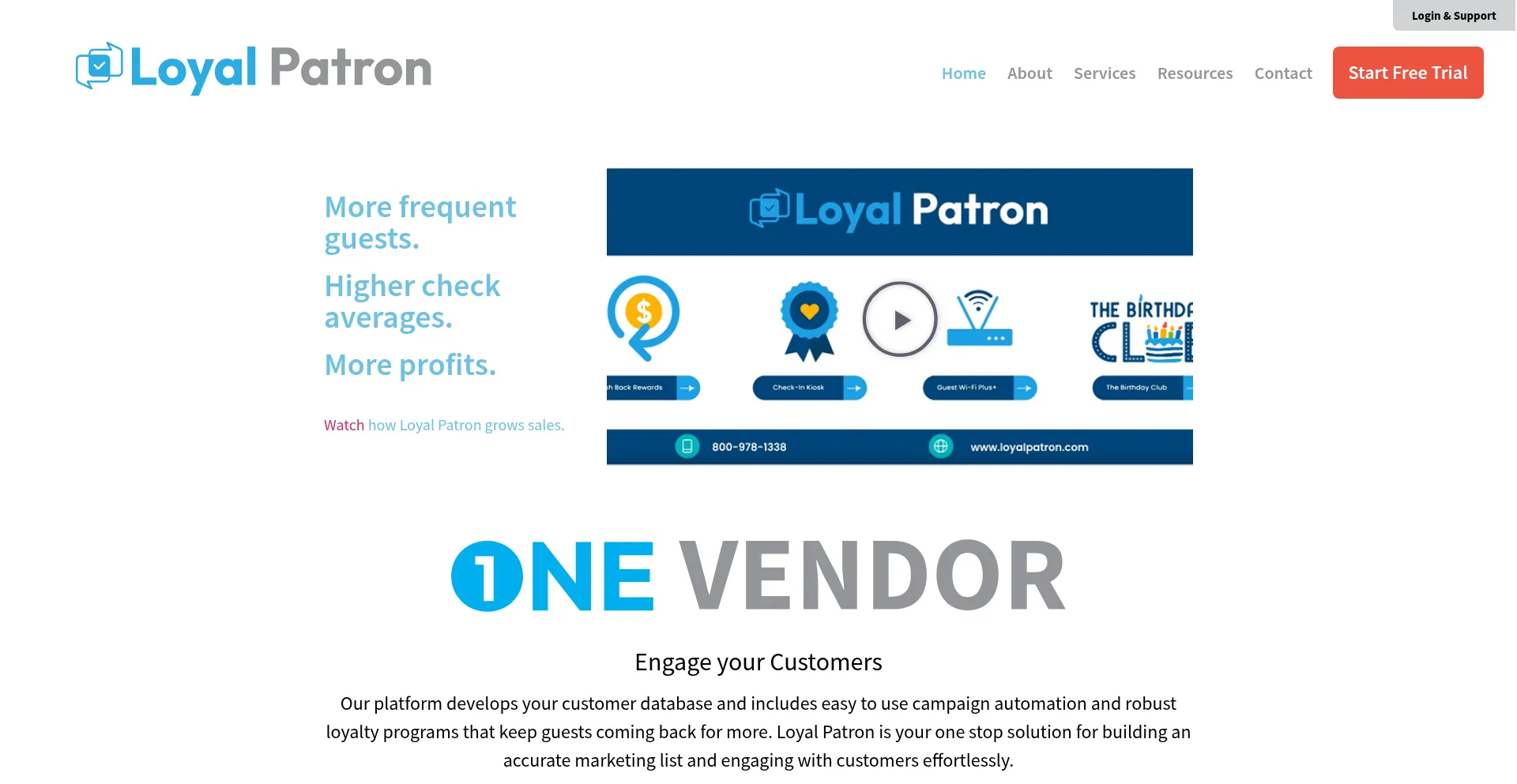 Website screenshot of Loyalpatron.com