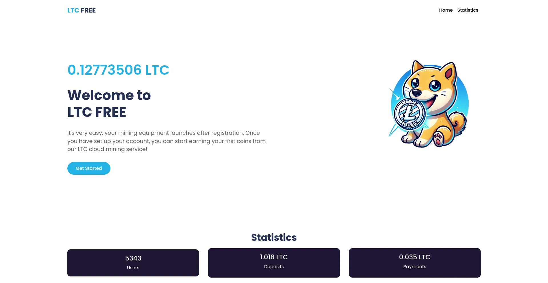 Website screenshot of Ltcfree.cloud