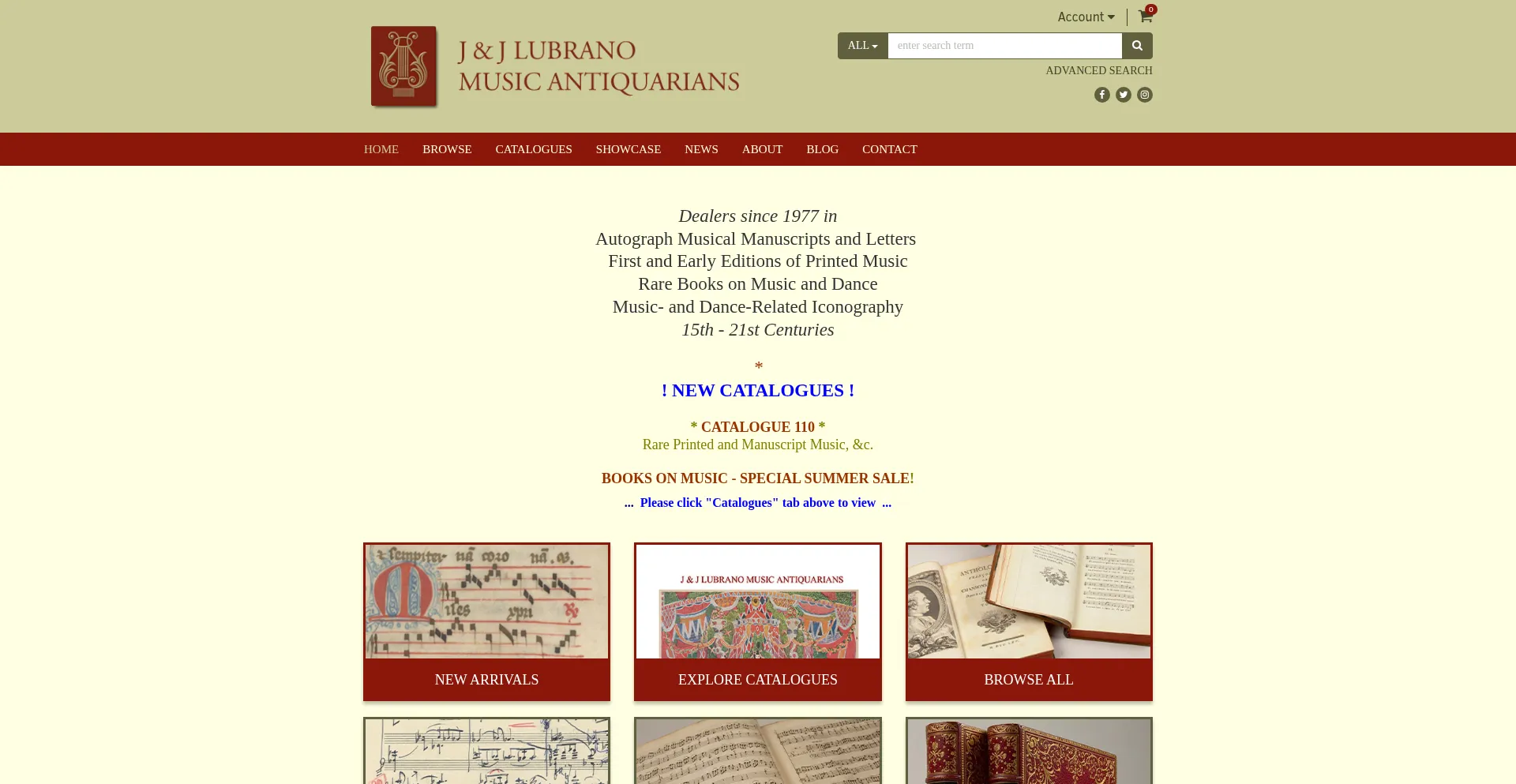 Website screenshot of Lubranomusic.com