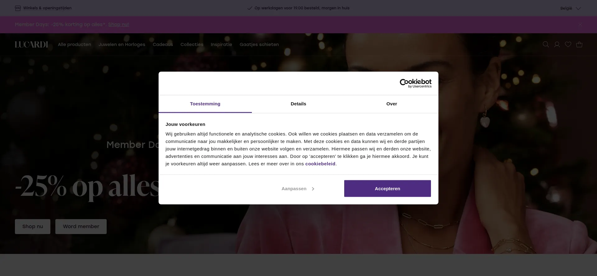 Website screenshot of Lucardi.be