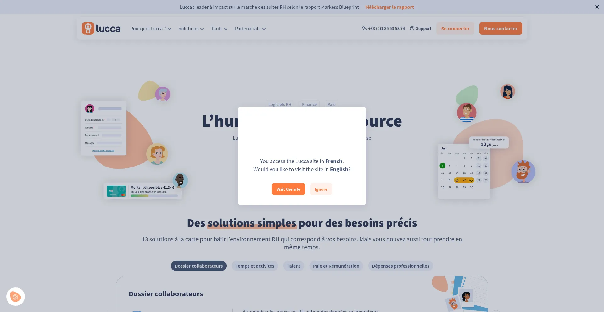 Website screenshot of Lucca.fr