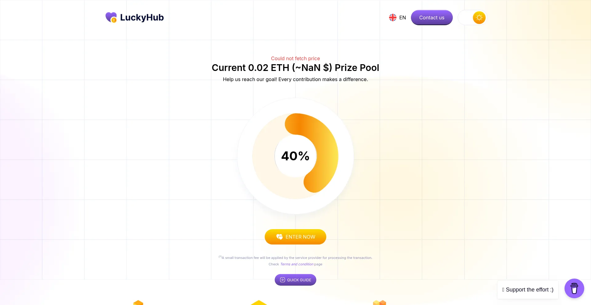 Website screenshot of Luckyhub.app