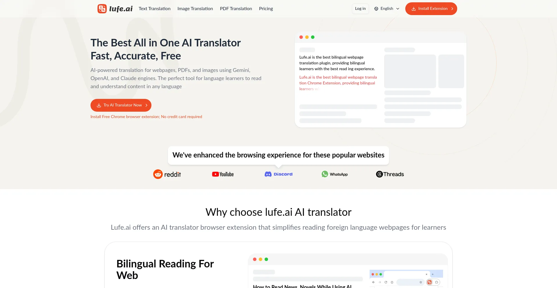 Website screenshot of Lufe.ai