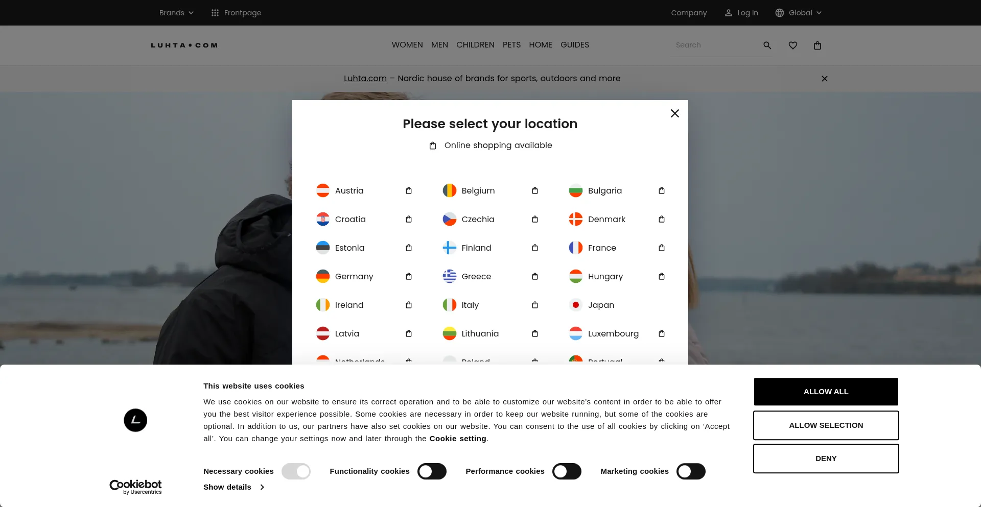 Website screenshot of Luhta.com