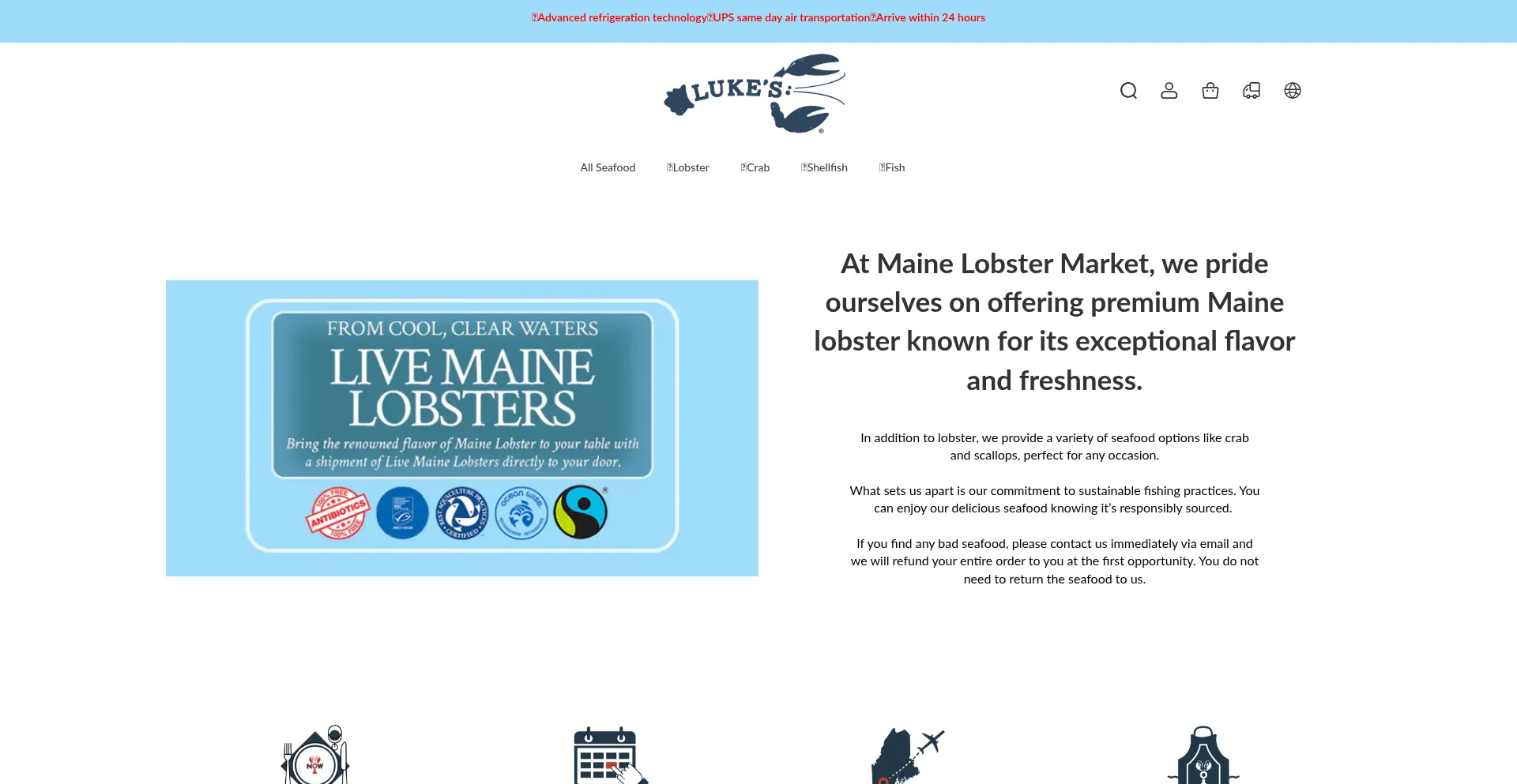 Website screenshot of Lukeslobstermlx.com