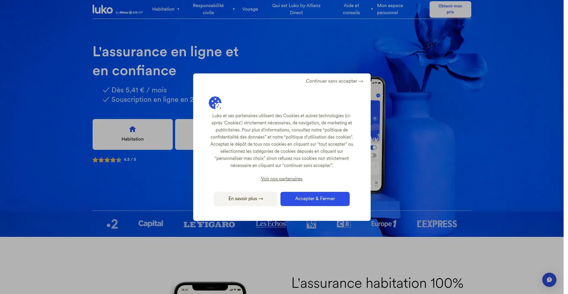 Website screenshot of Luko.eu