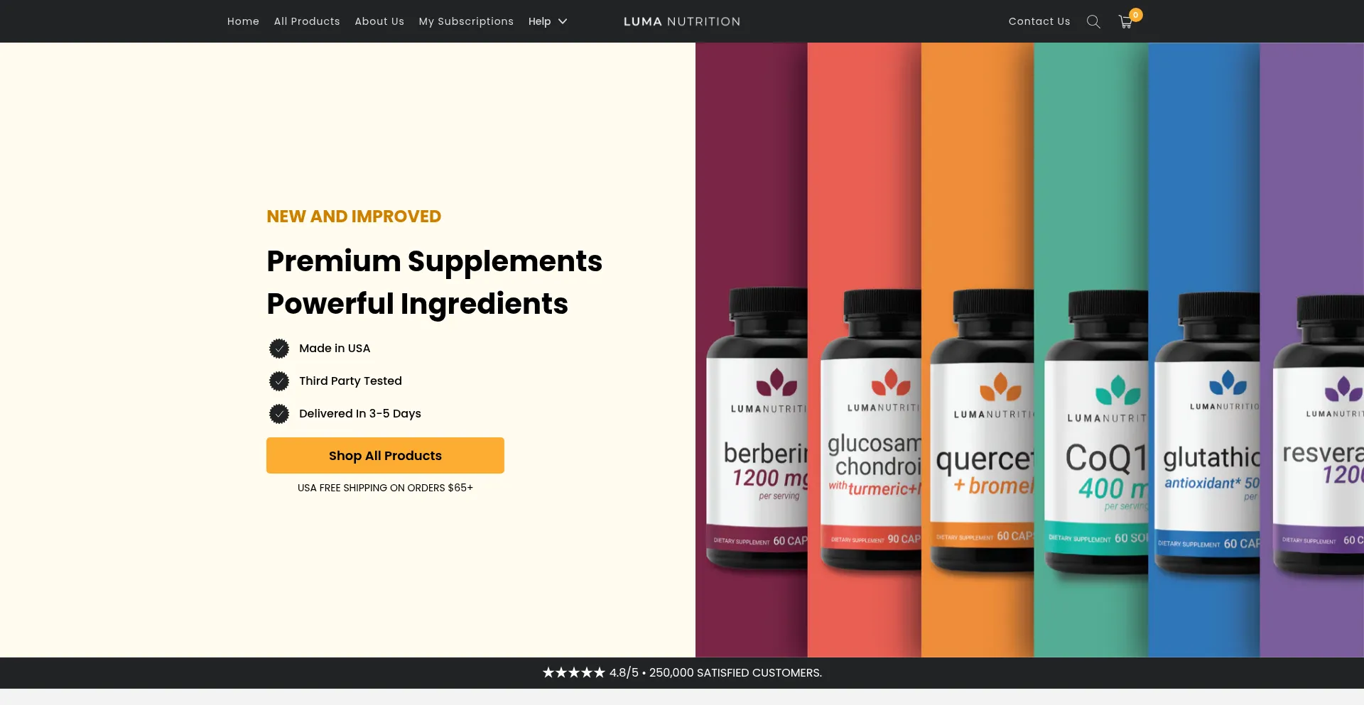 Website screenshot of Lumanutrition.com