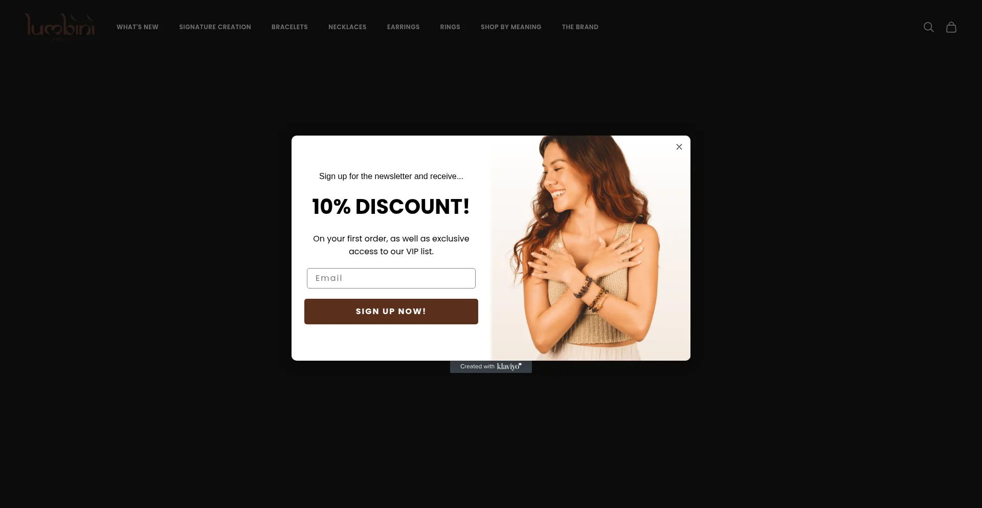 Website screenshot of Lumbinijewelry.com