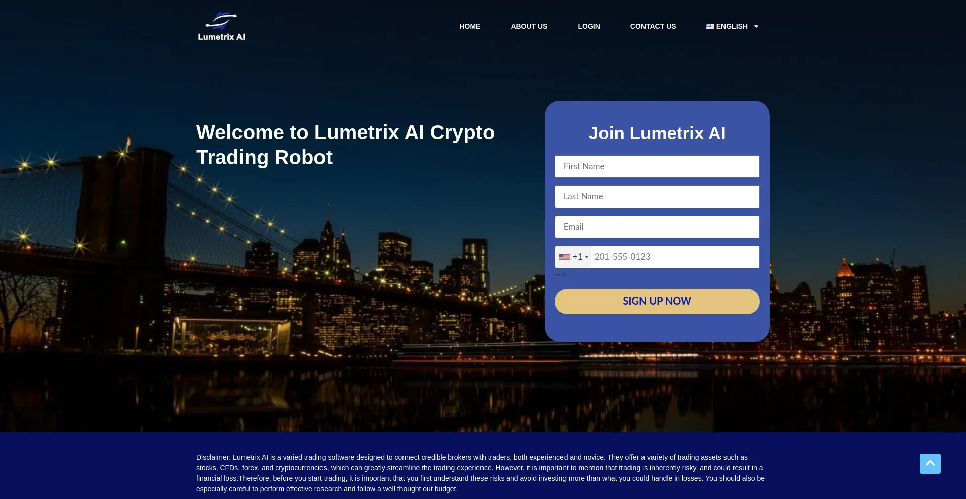 Website screenshot of Lumetrix-ai.com