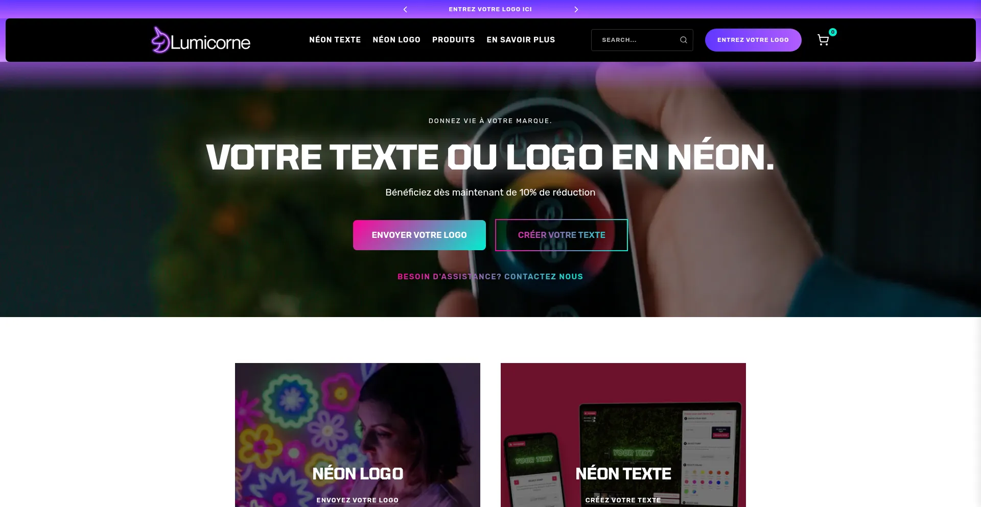 Website screenshot of Lumicorne.com