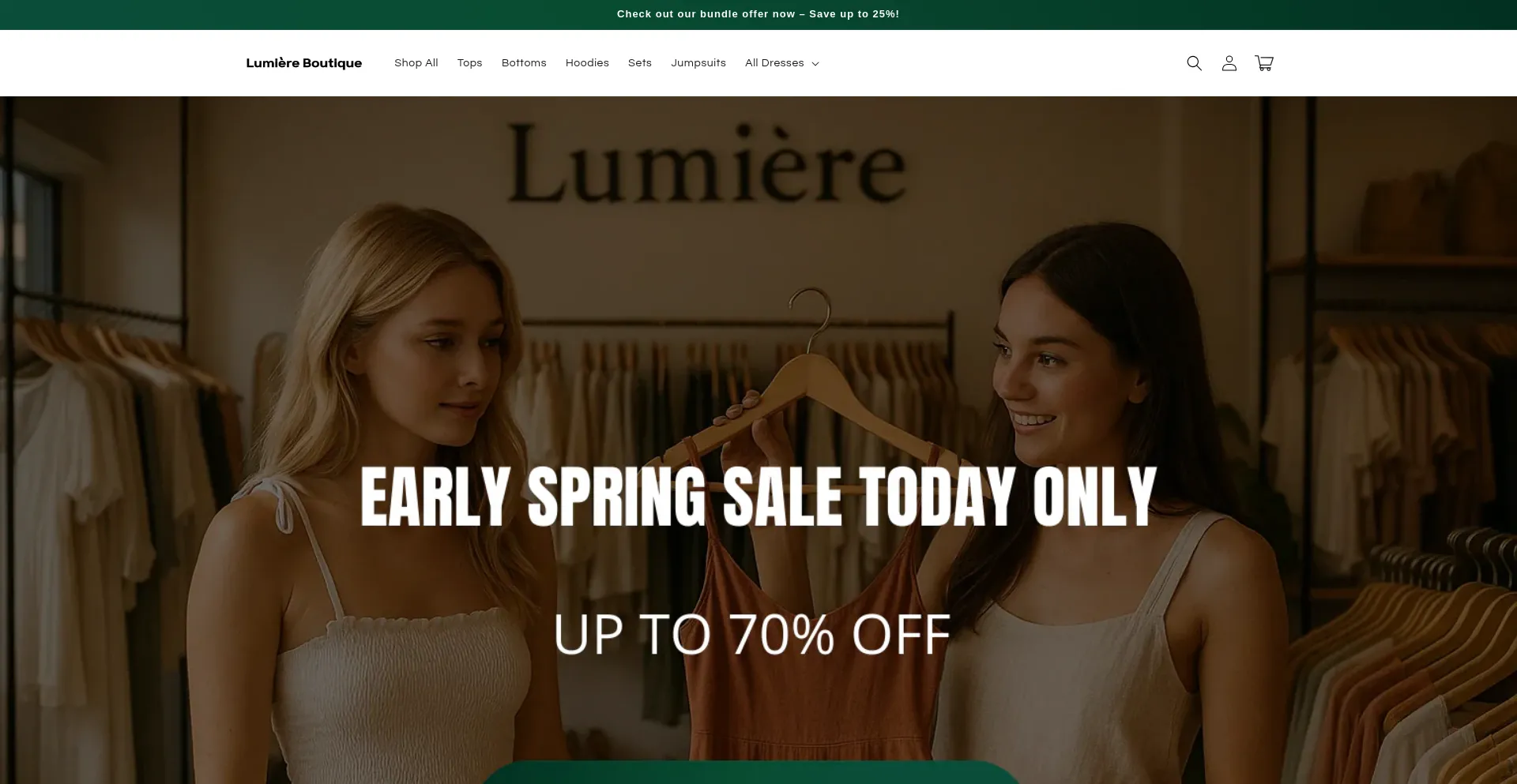 Website screenshot of Lumiere-boutique.uk