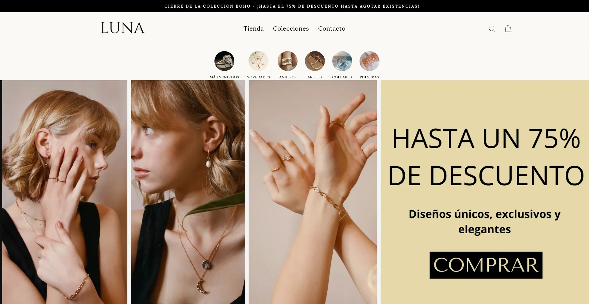 Website screenshot of Lunadesignsbrand.com
