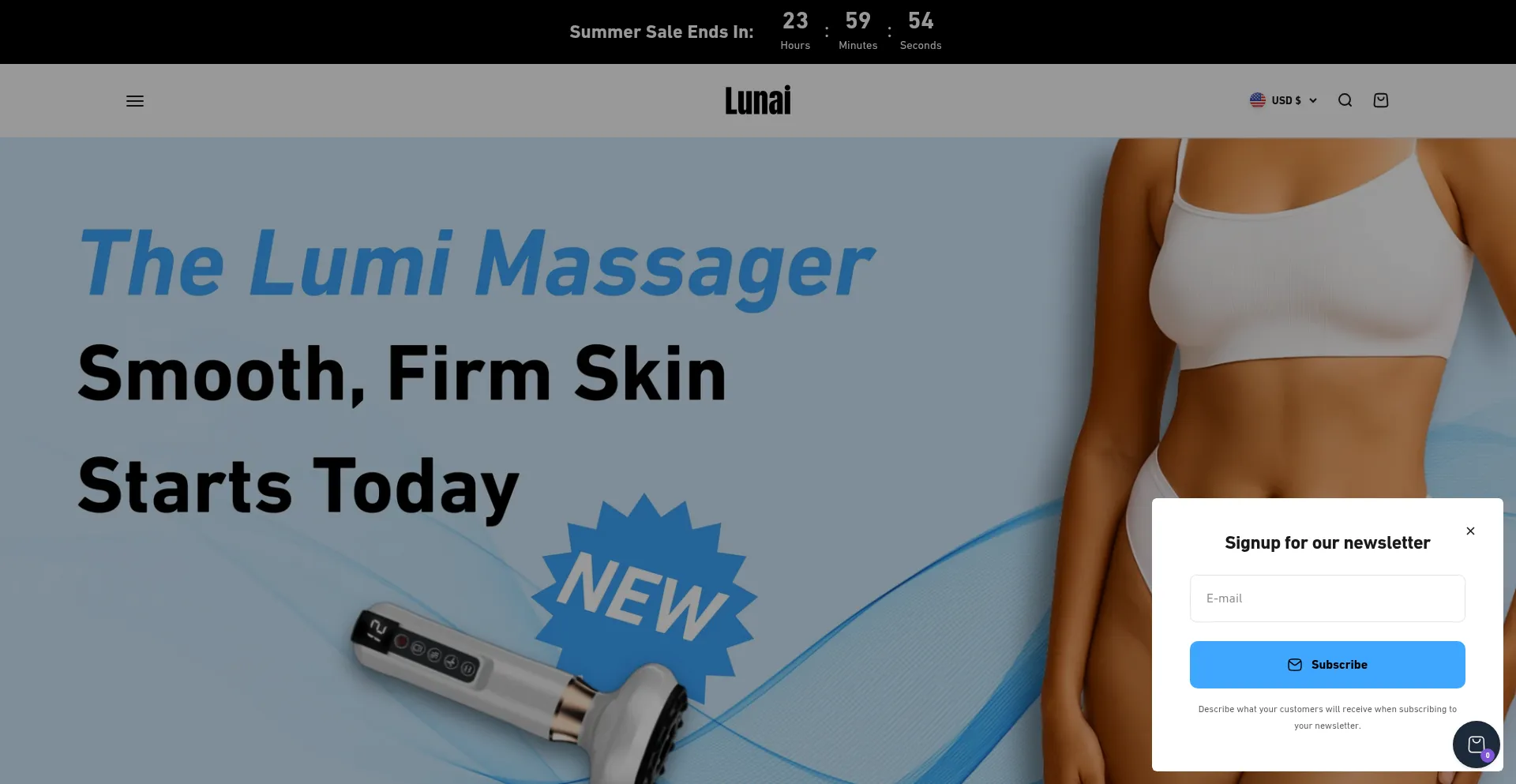 Website screenshot of Lunaishop.com