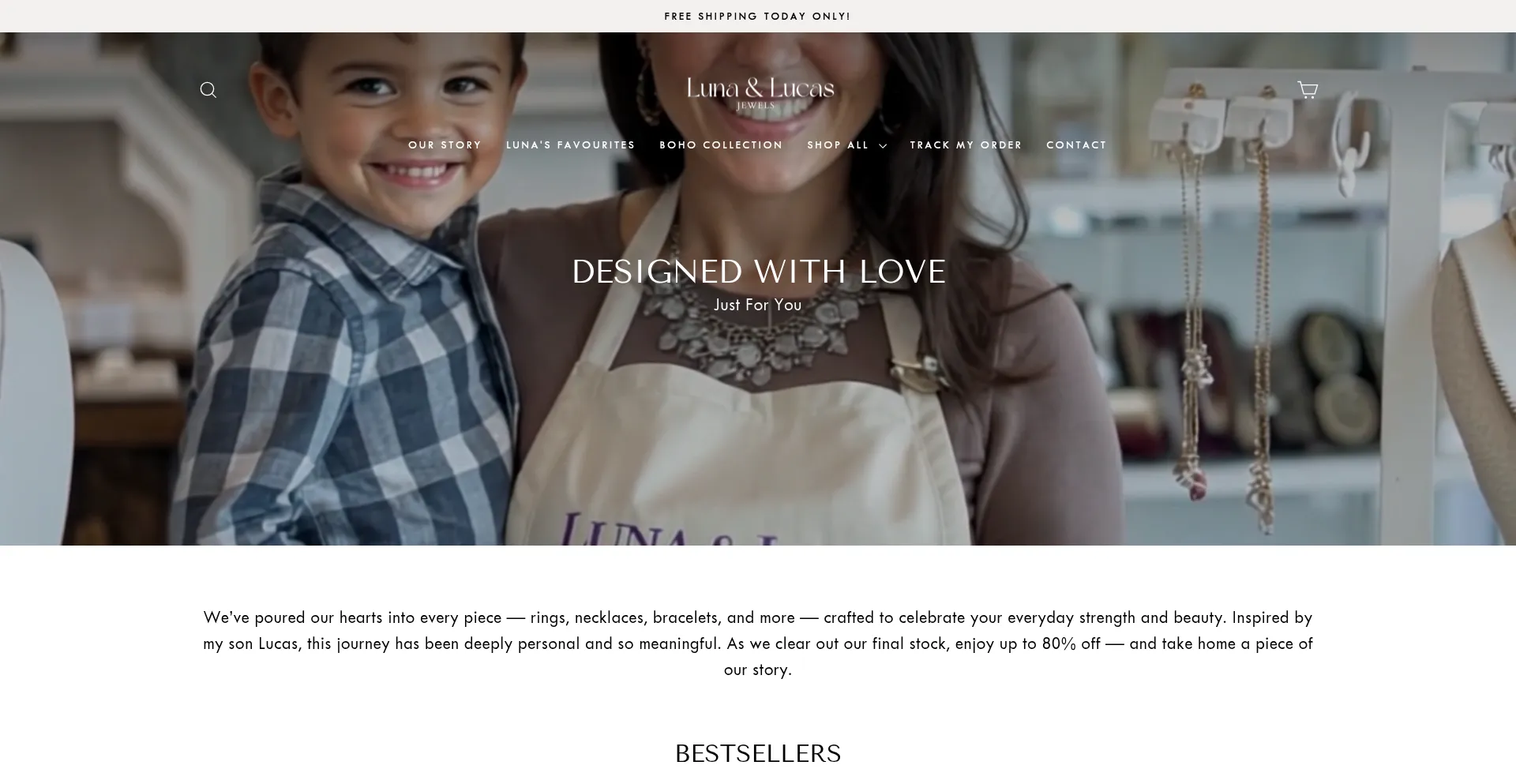 Website screenshot of Lunalucasjewels.com