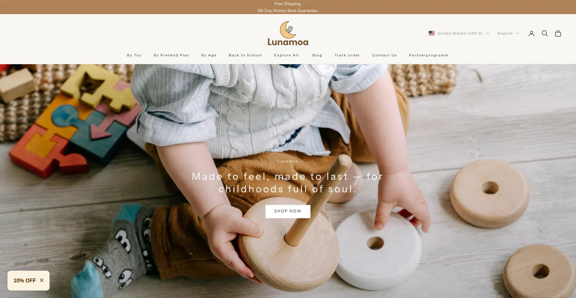 Website screenshot of Lunamoa.com