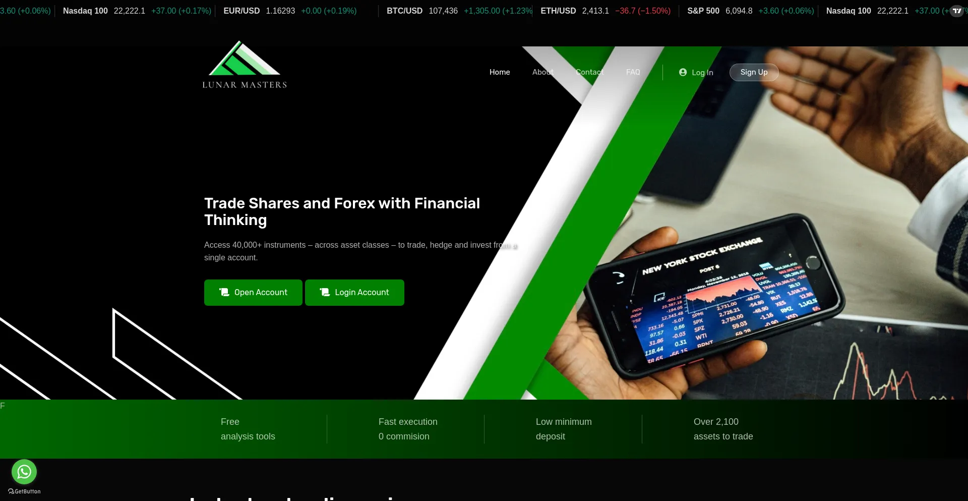 Website screenshot of Lunarmasters.top