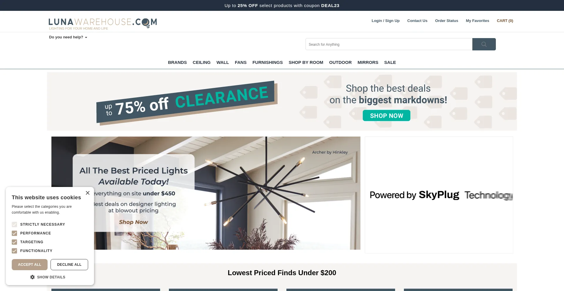 Website screenshot of Lunawarehouse.com