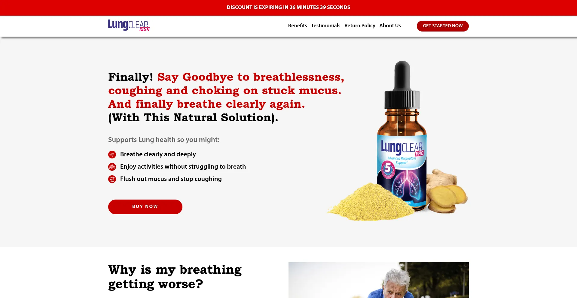 Website screenshot of Lungclearpronow.com