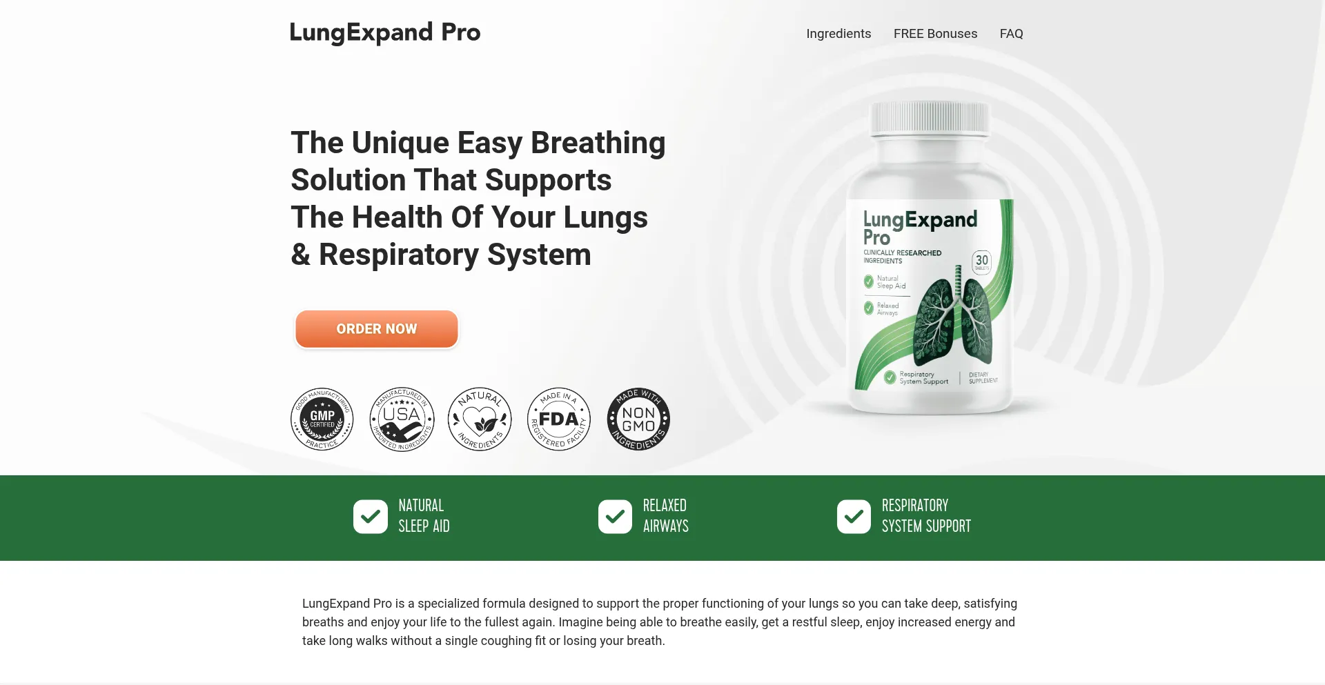 Website screenshot of Lungexpandpro24.com