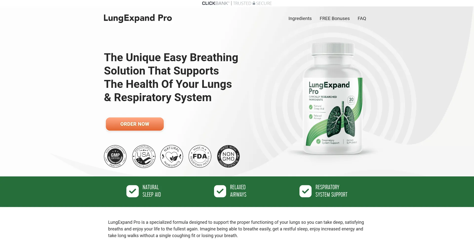 Website screenshot of Lungexpandpro-product.com