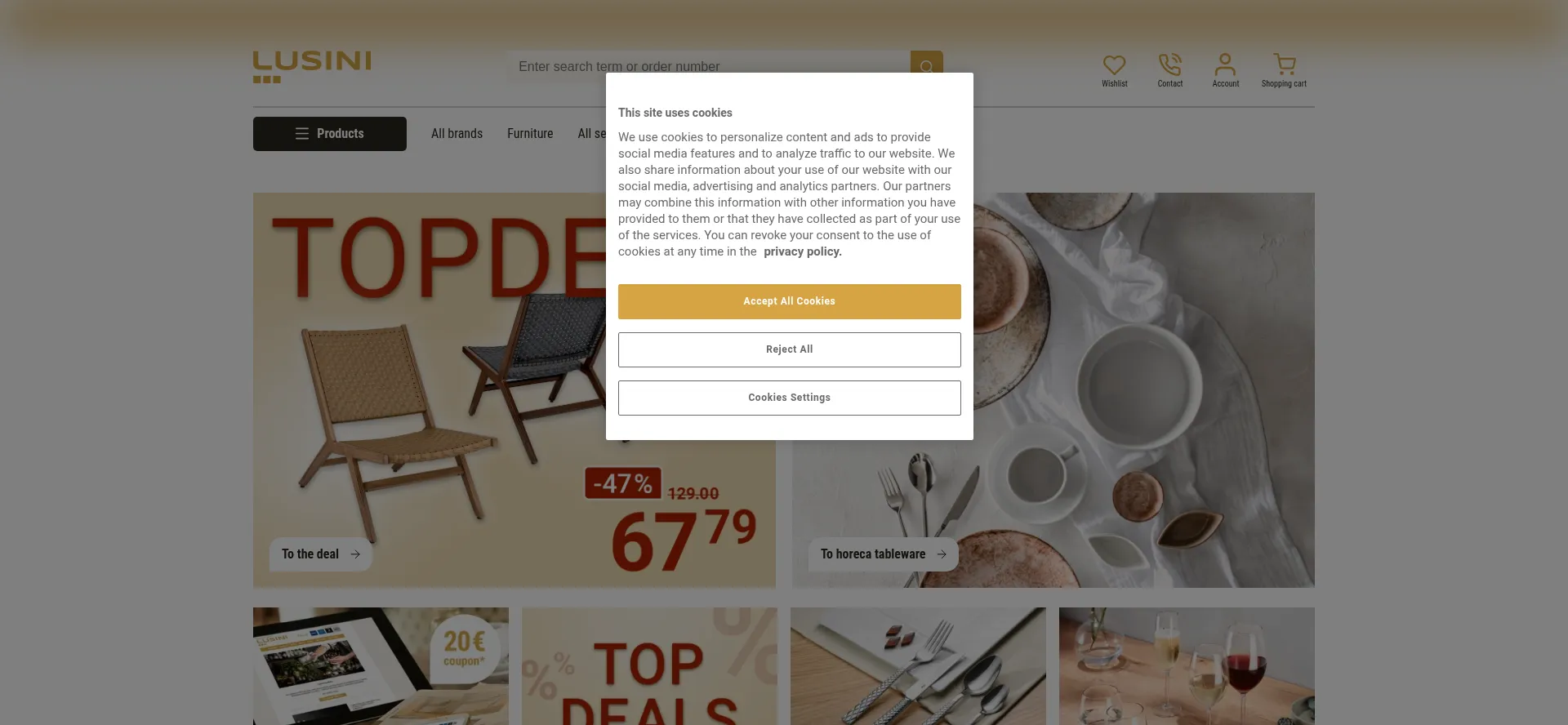 Website screenshot of Lusini.com