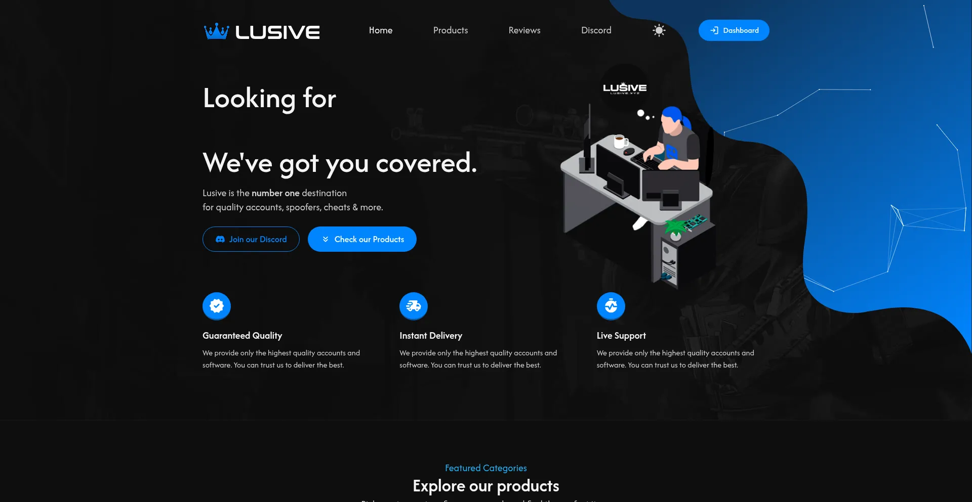 Website screenshot of Lusive.xyz