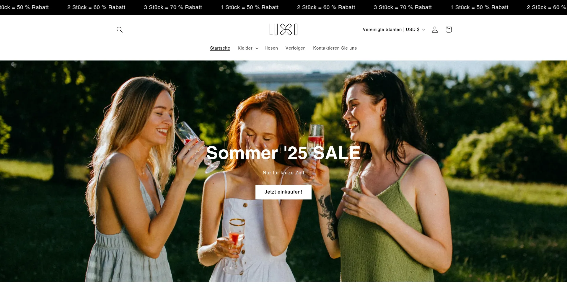 Website screenshot of Lussomoda.se
