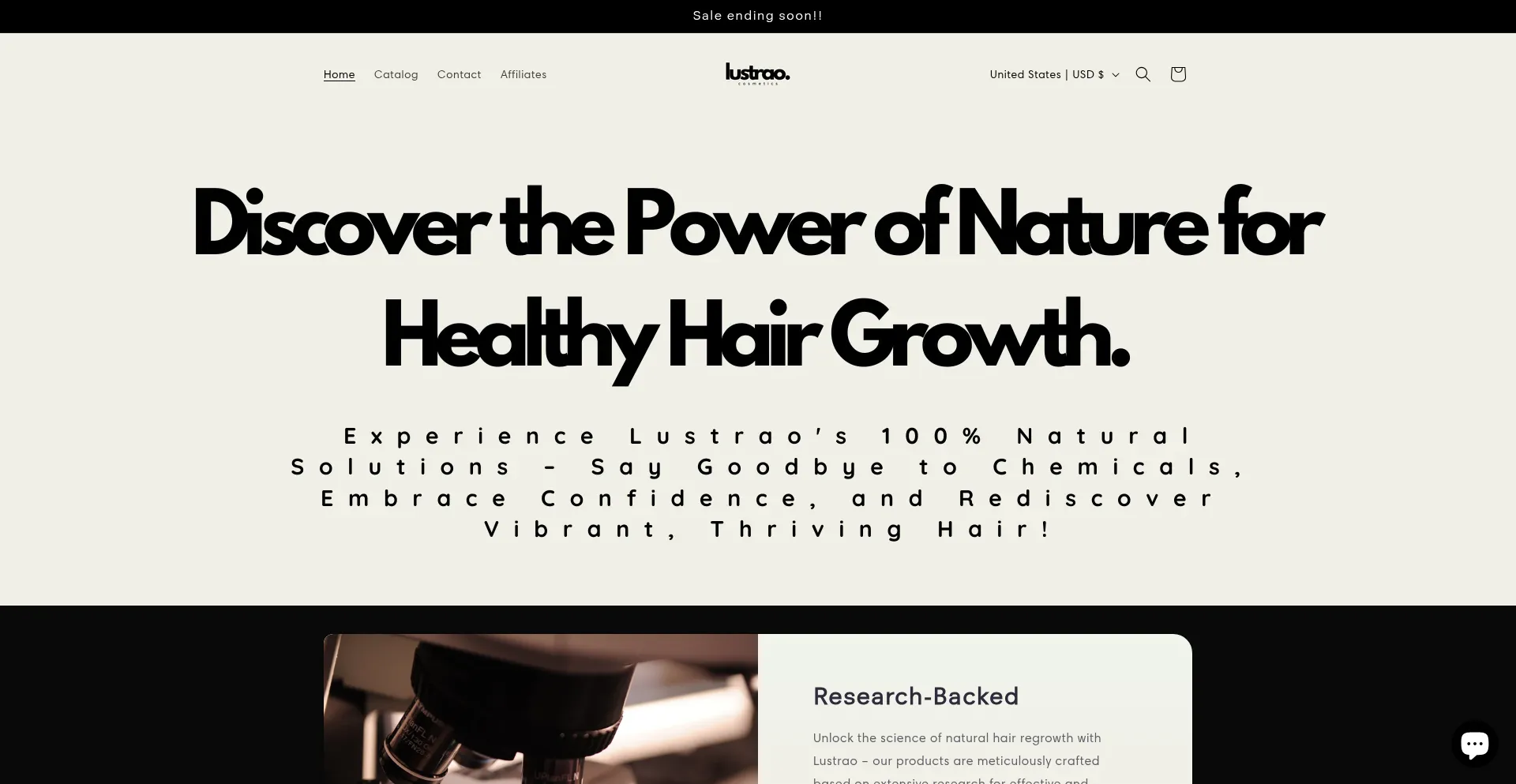 Website screenshot of Lustrao.com