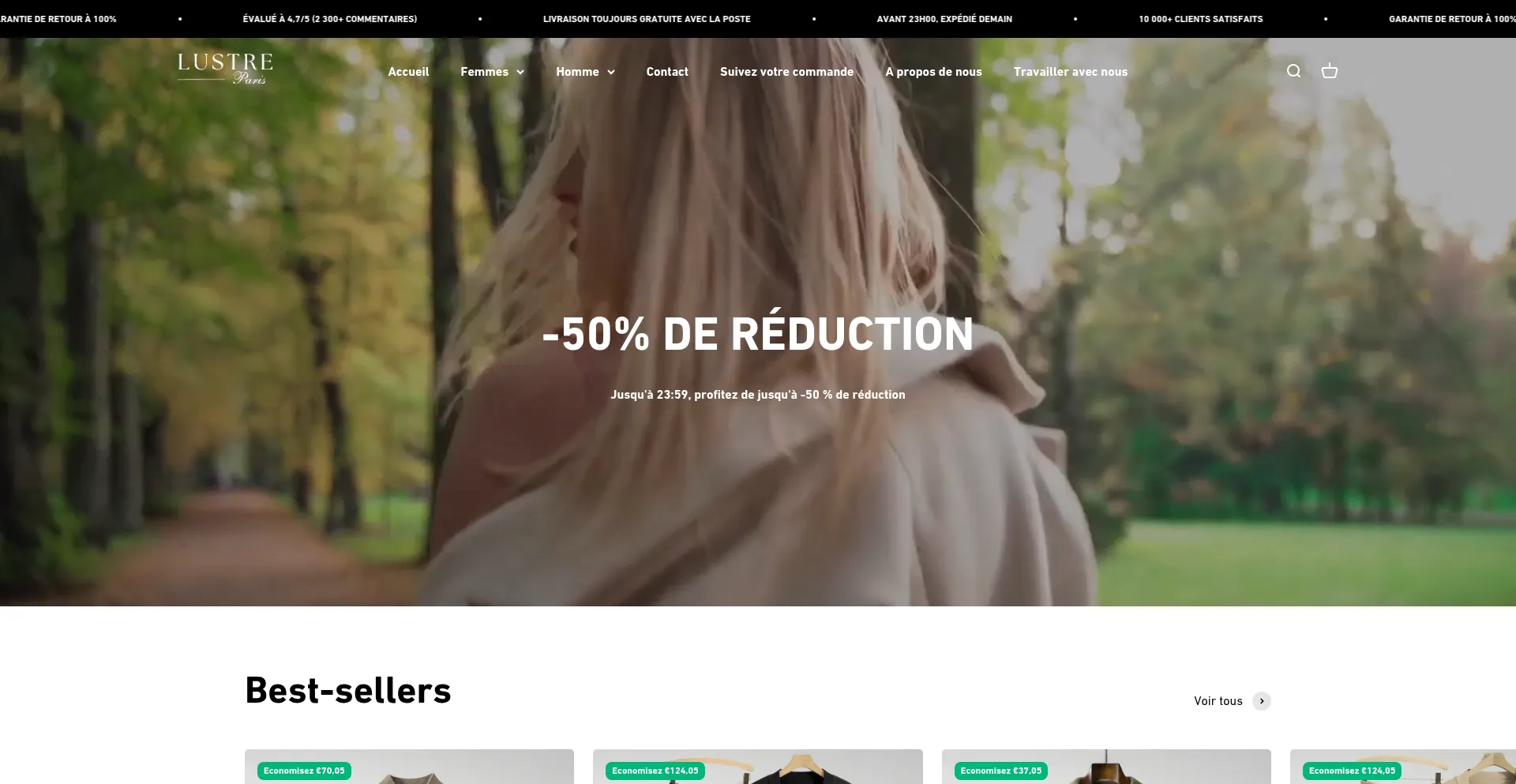 Website screenshot of Lustre-paris.fr